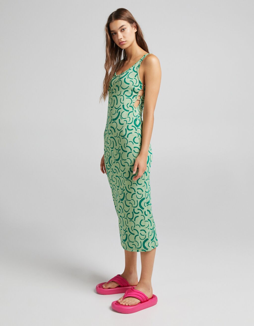 warehouse jacquard midi dress