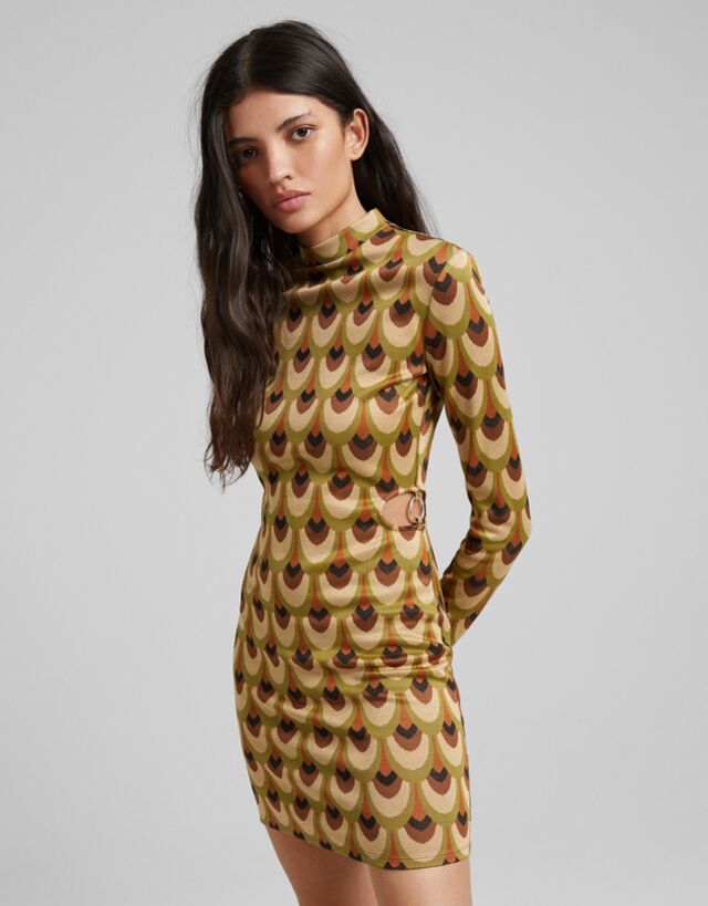 ジャカード ミニ ワンピース ワンピース レディース Bershka