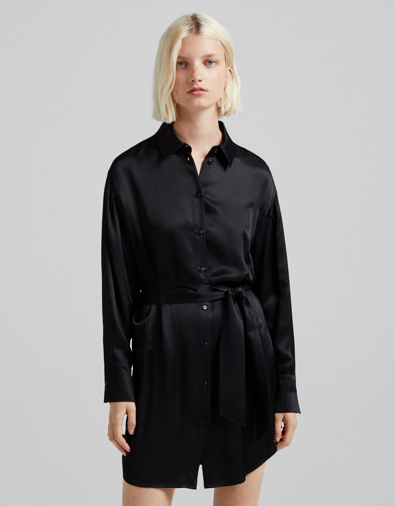 bershka black shirt dress