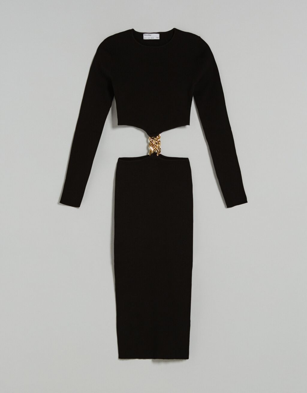 Μίντι φόρεμα με αλυσίδα-Μαύρο-4