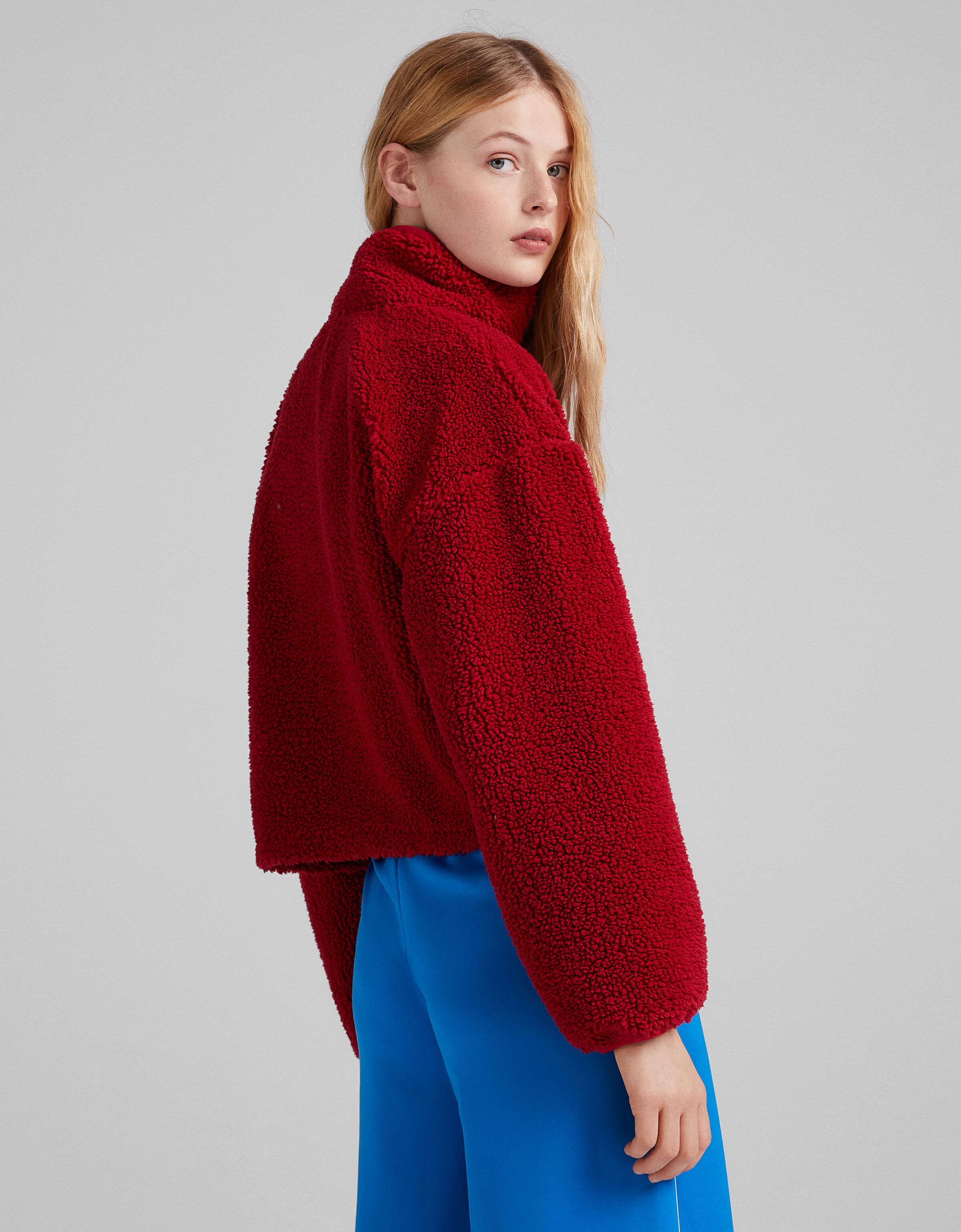 cropped faux shearling jacket