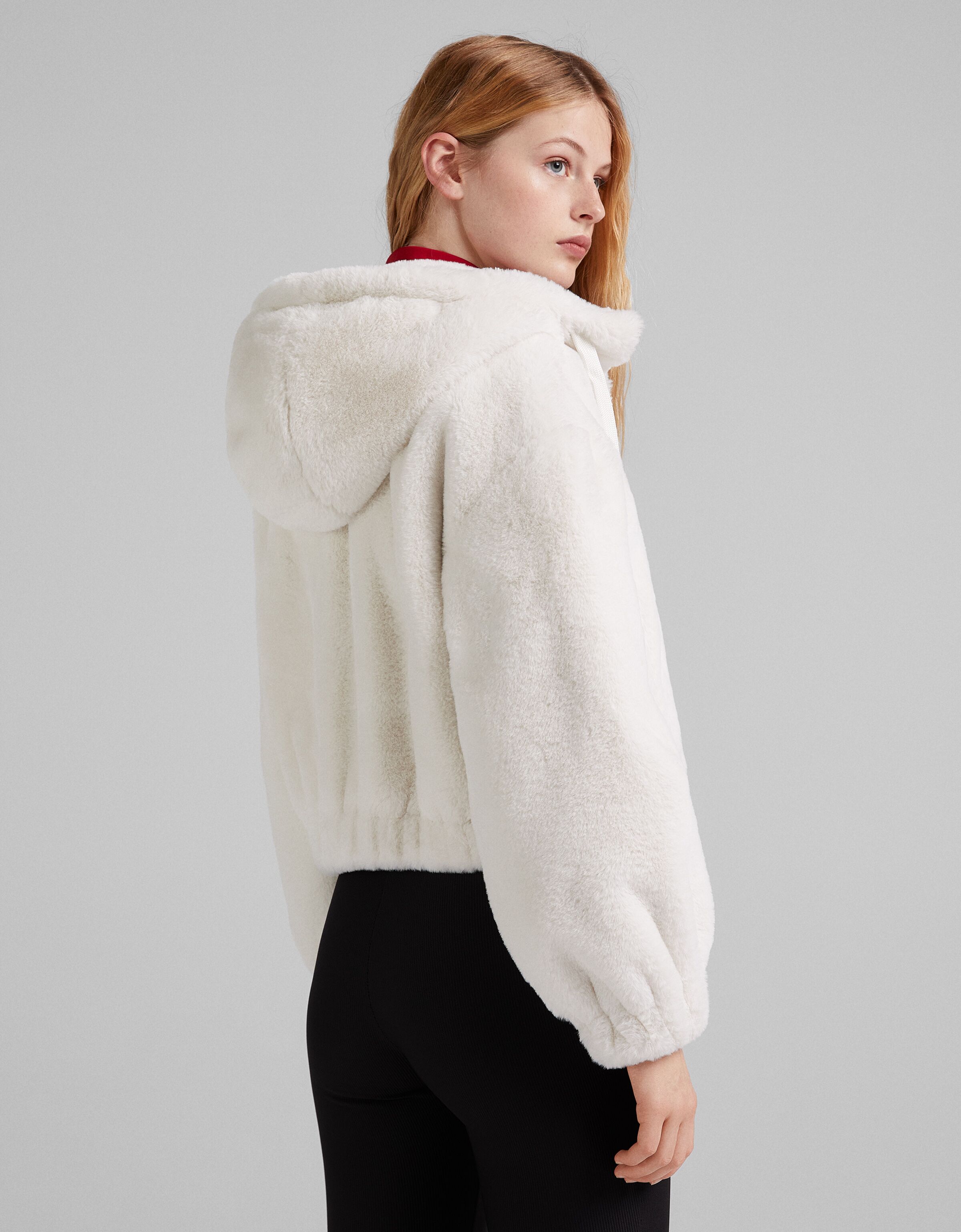 teddy jacket bershka