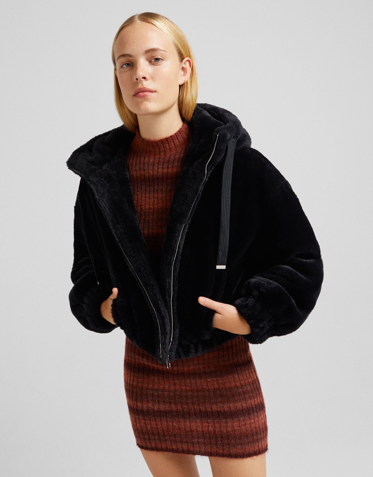 teddy jacket bershka