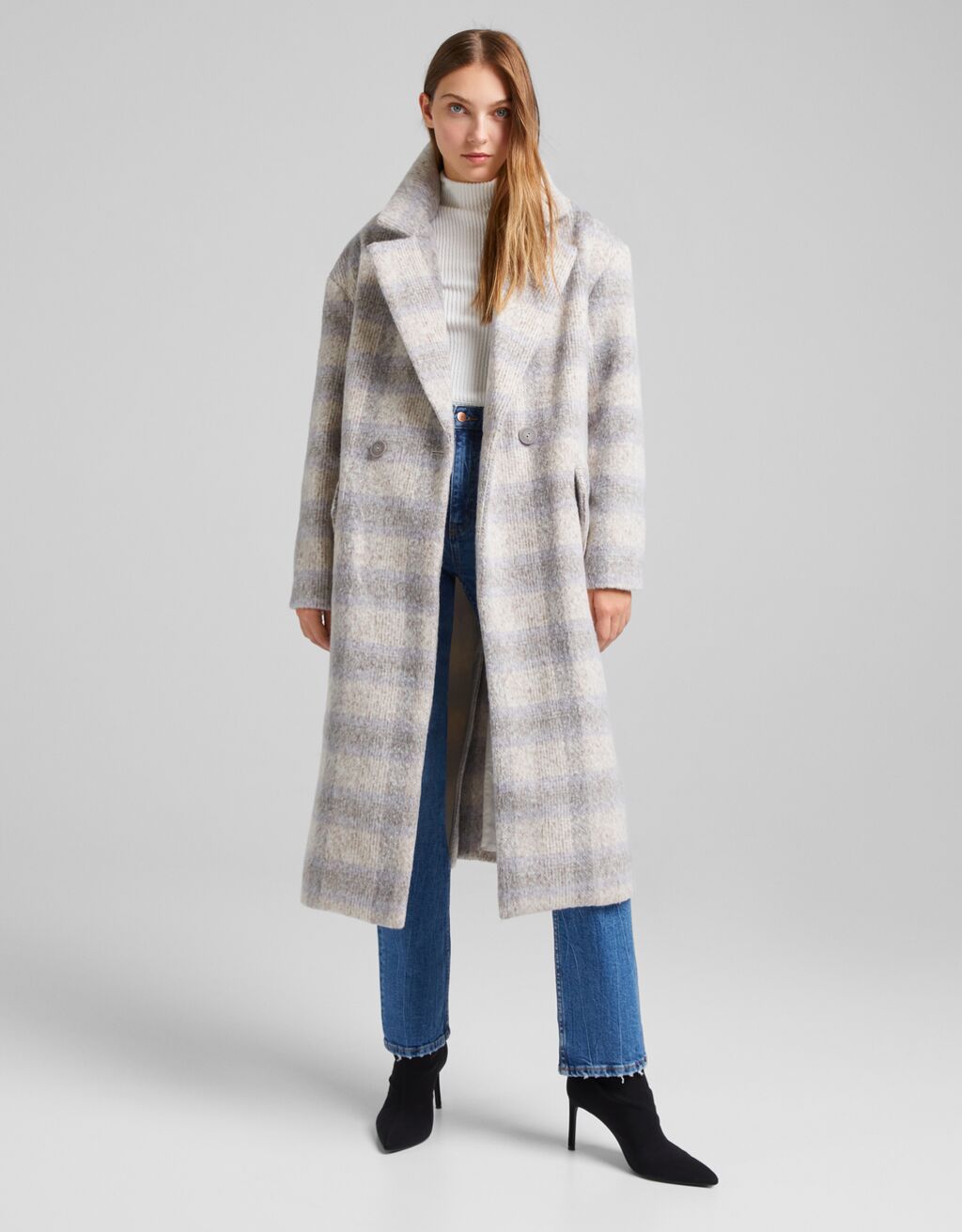 Wool effect drop-shoulder coat