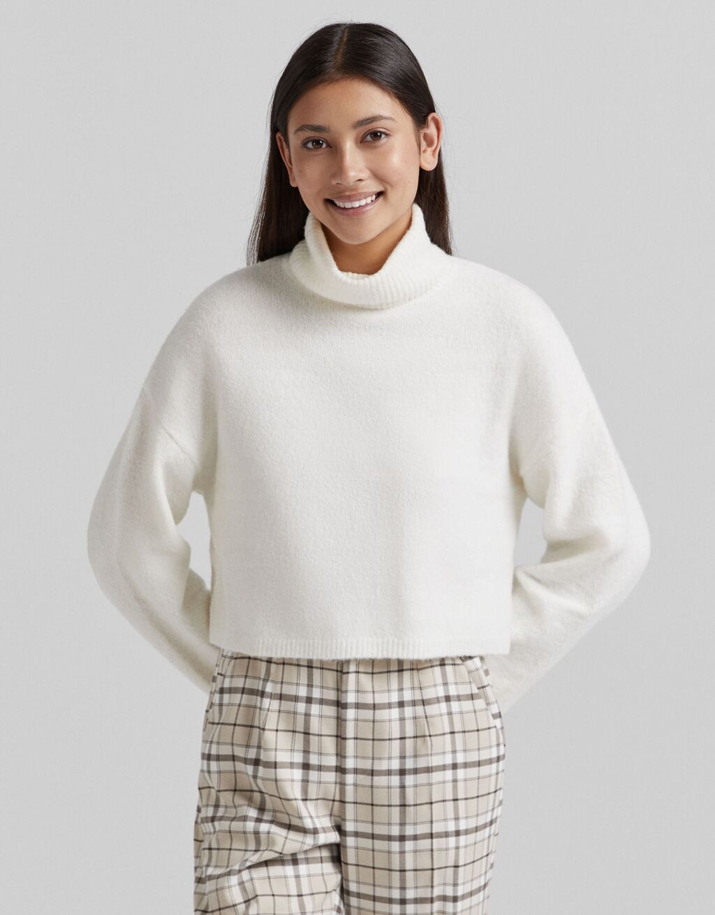Jersey cropped cuello alto