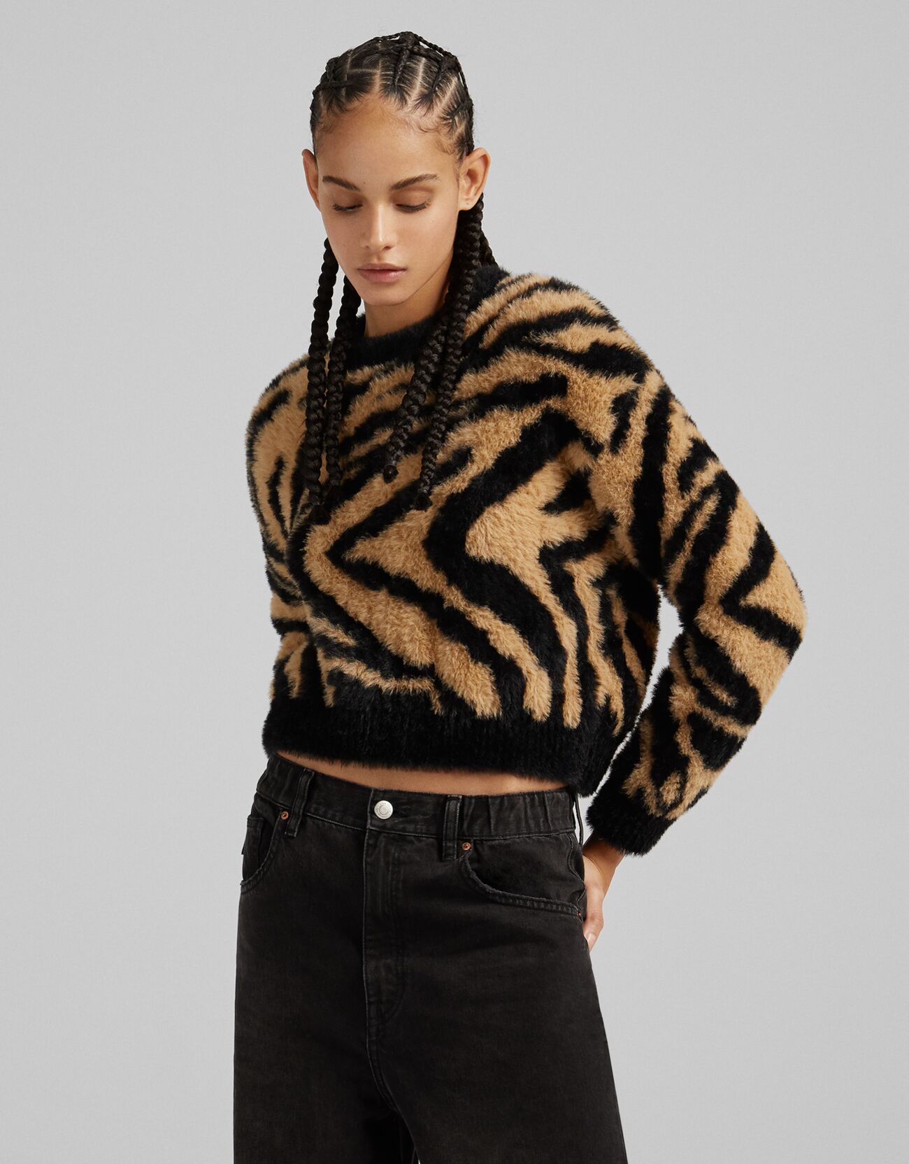 bershka zebra print jumper