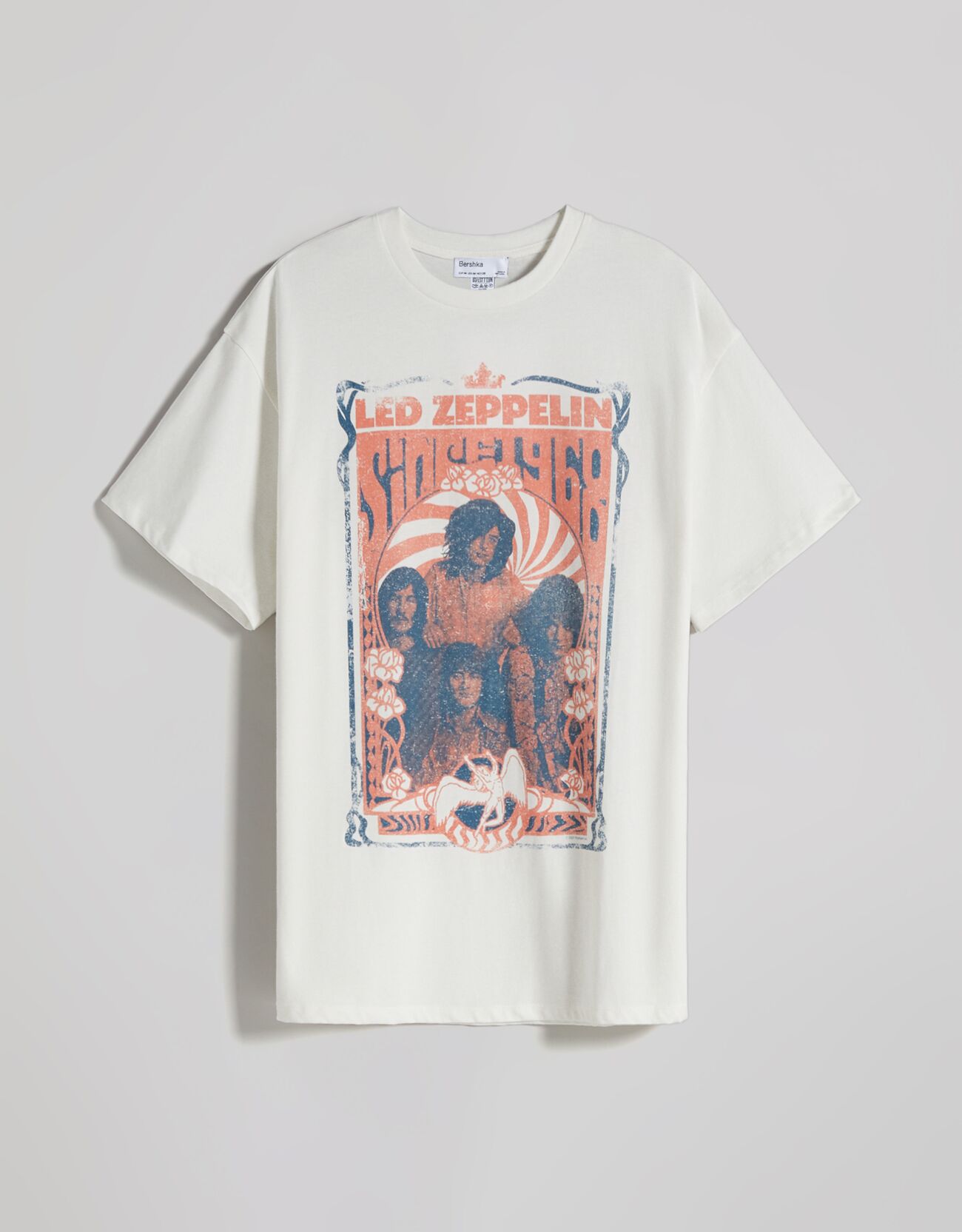 Bershka - Led Zeppelin print sleeve T-shirt