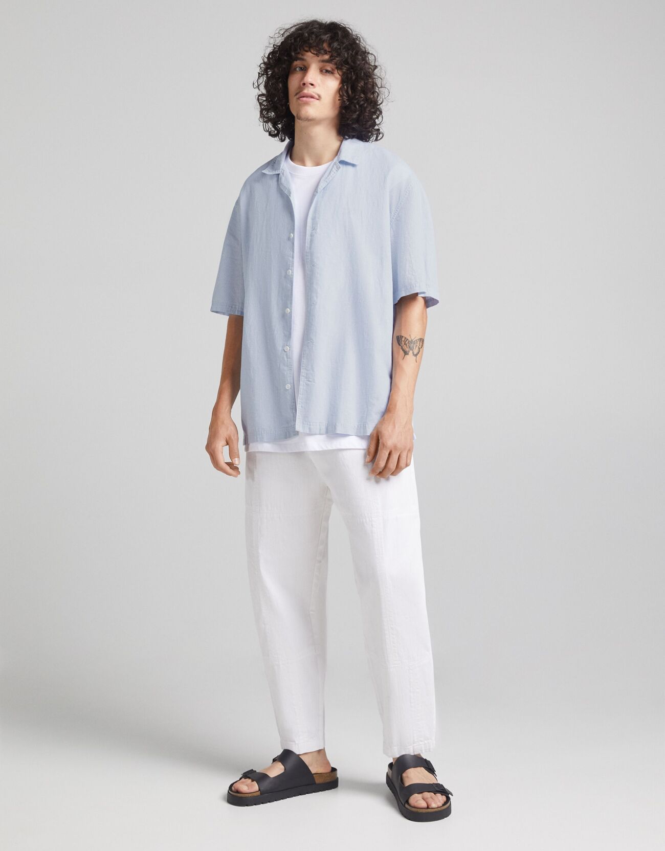 Bershka Relaxed fit keten kısa kollu gömlek 6 Bershka Relaxed fit keten kısa kollu gömlek 7