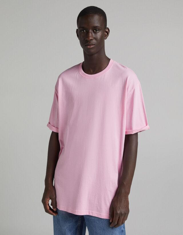 pink longline t shirt