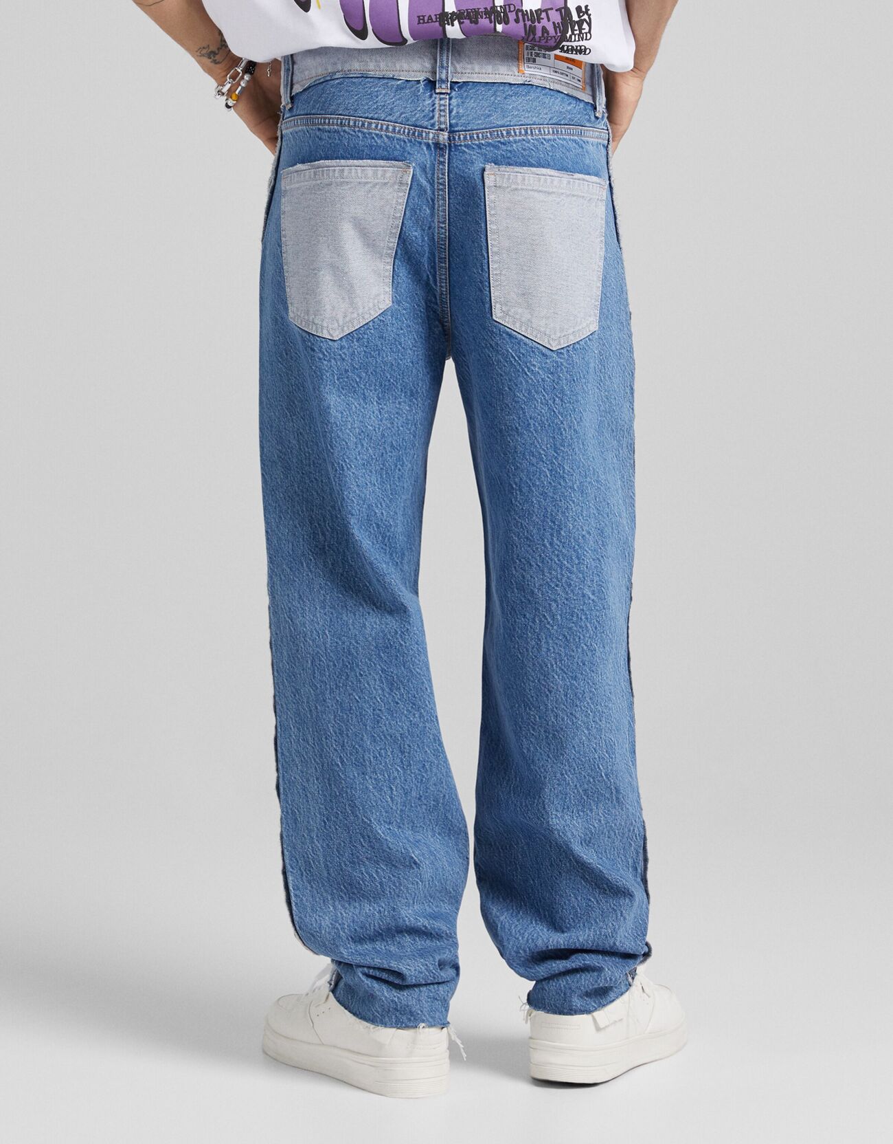Bershka - '90s baggy two-tone print jeans