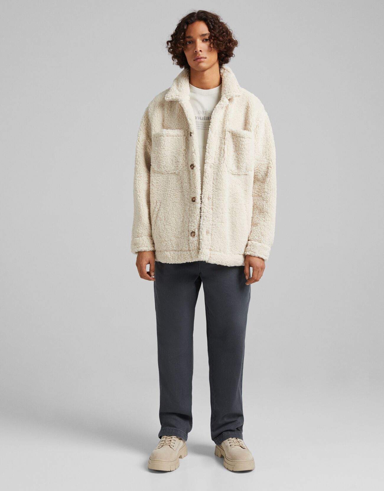 faux shearling overshirt