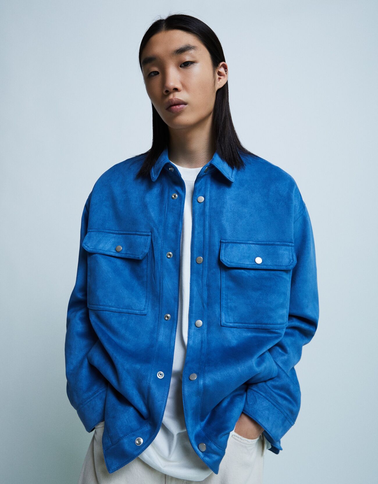 faux suede overshirt