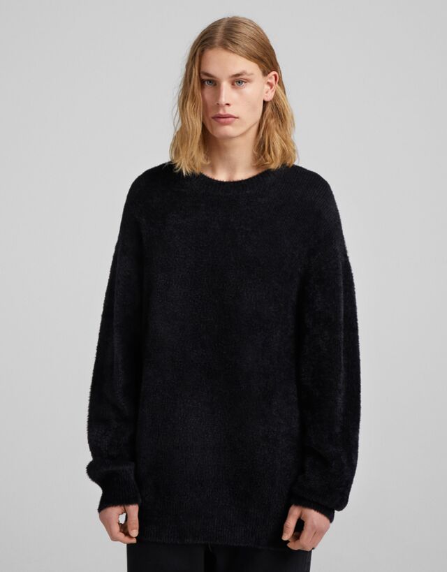 faux fur black sweater