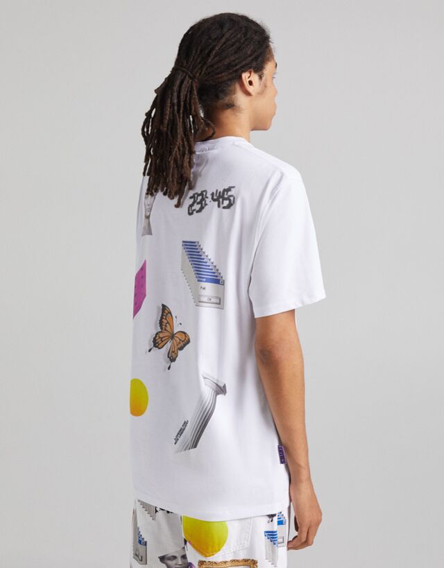 Extra wijd T-shirt met korte mouwen en print - T-Shirts - Heren | Bershka