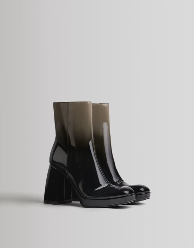 Bershka patent ankle boot Clearance