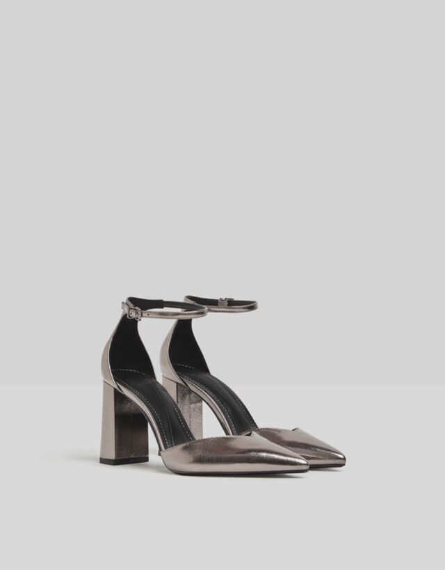 metallic ankle strap sandals