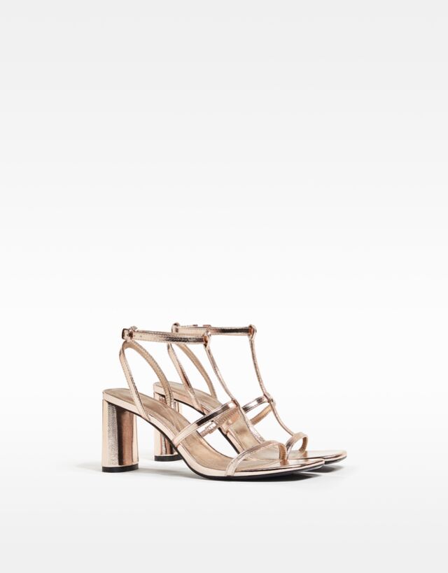 metallic strap heels