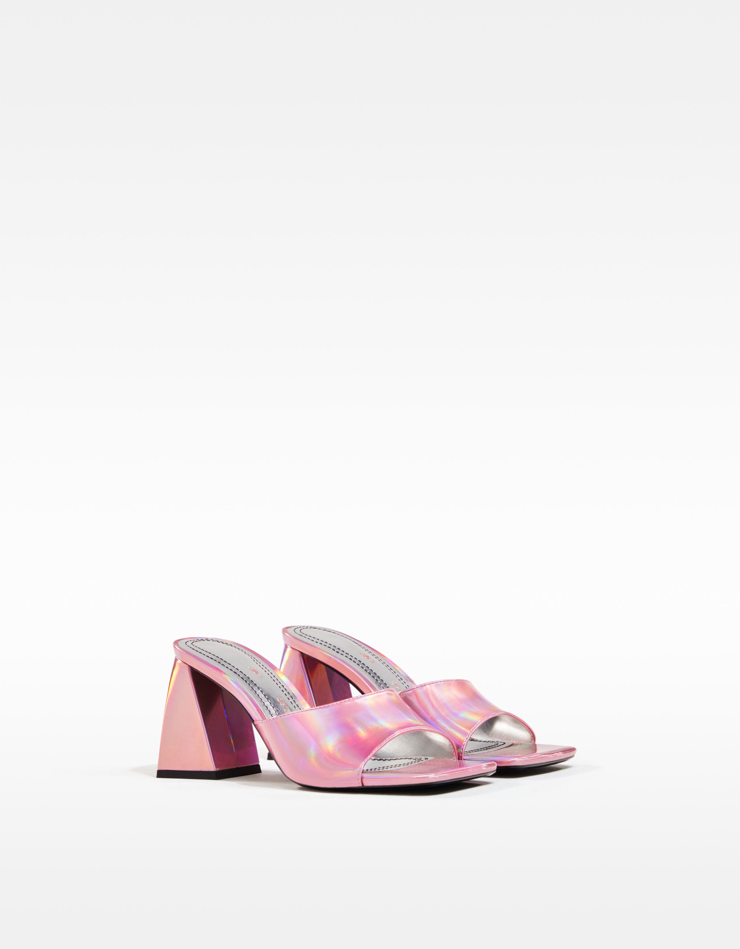 iridescent block heels