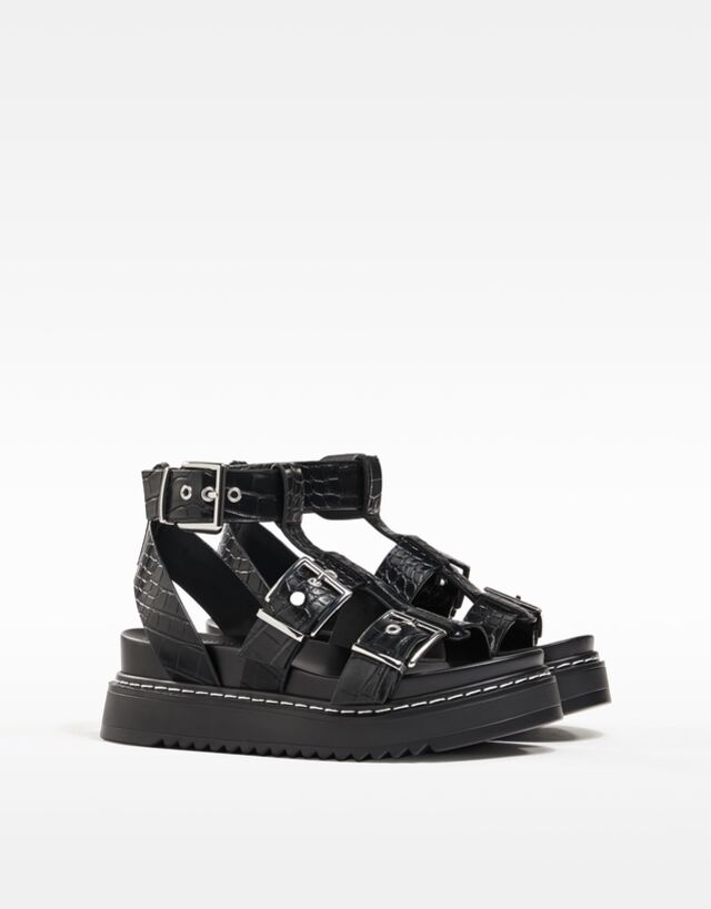 Bershka black sandals clearance