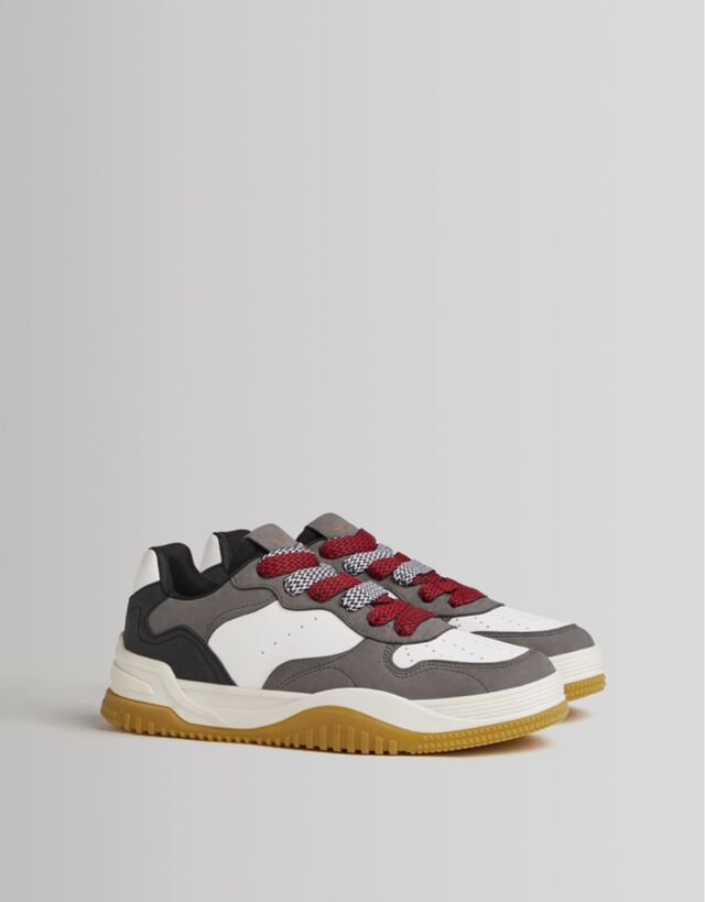 Herensneakers met contrast en dubbele veters - Schoenen - Heren | Bershka