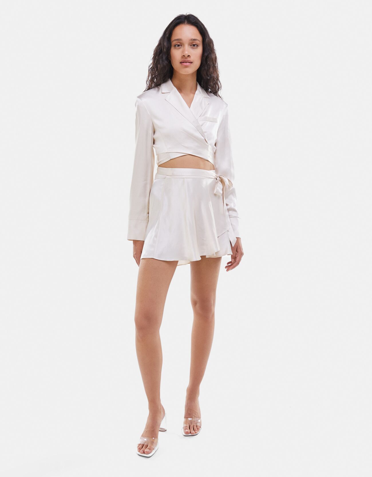 White satin skirt set clearance