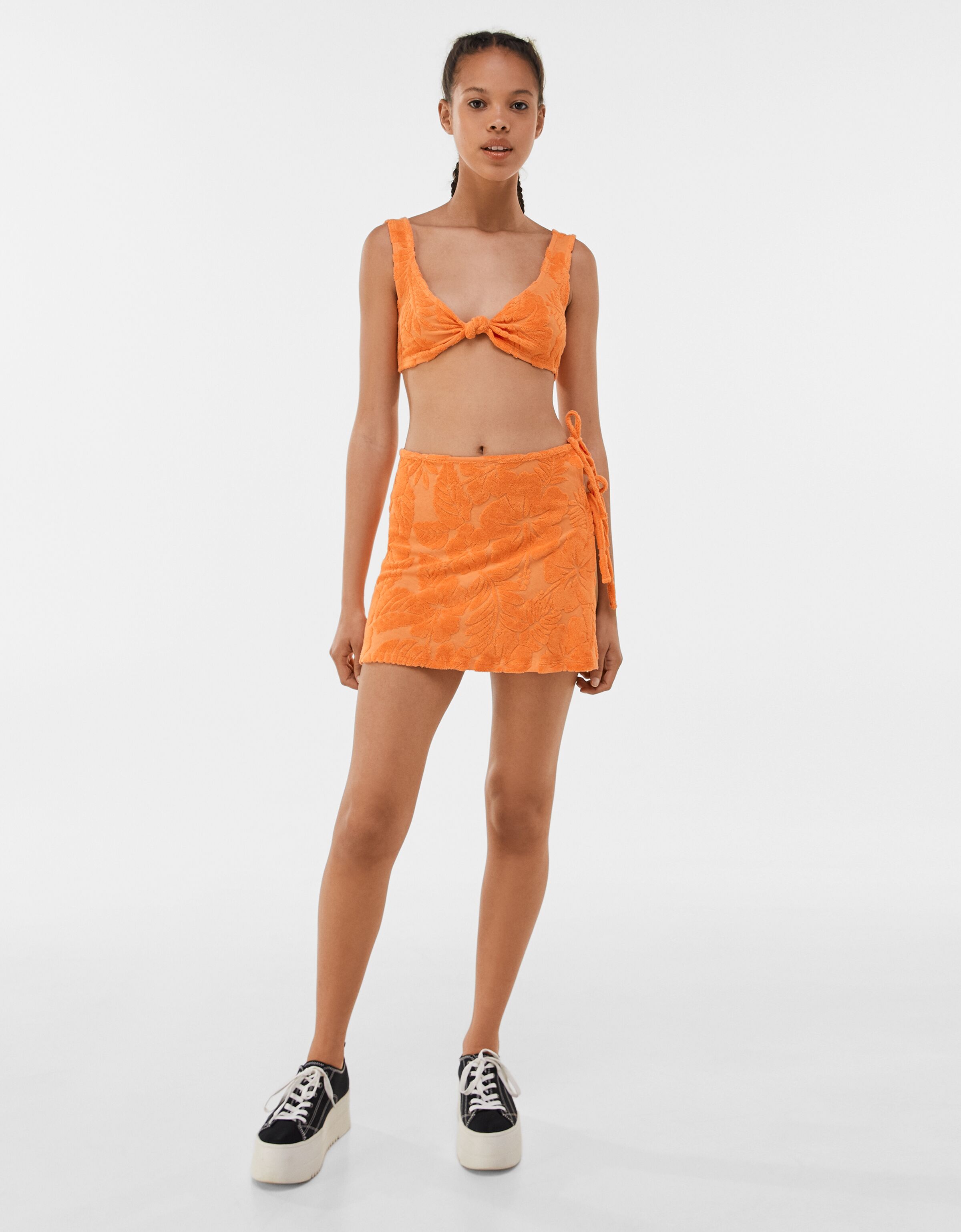 Terry top and skirt set - Woman | Bershka