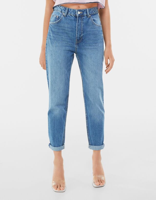 mom jeans black bershka