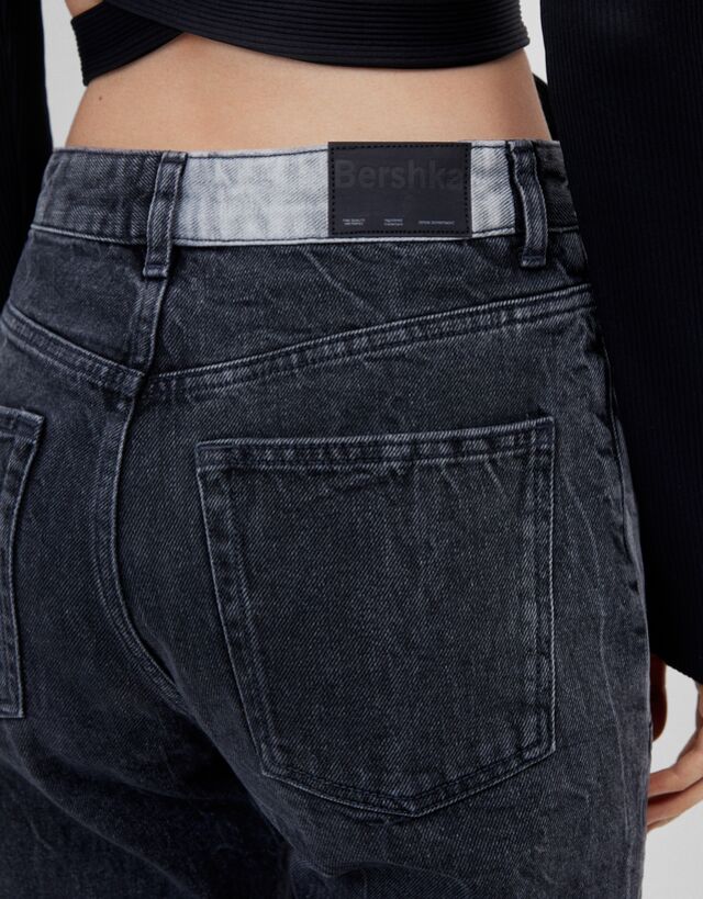 waist jeans with contrast panels 