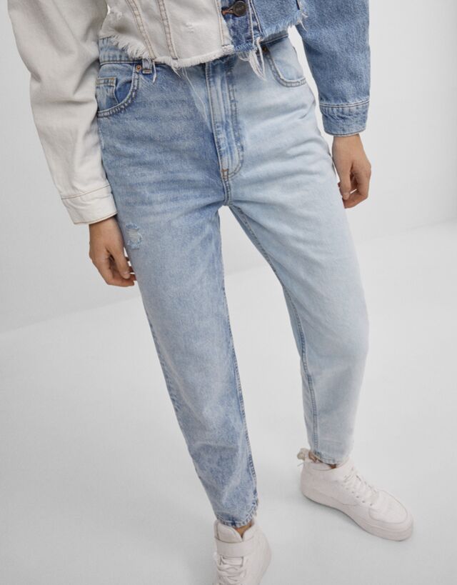 Contrast mom jeans - Woman | Bershka