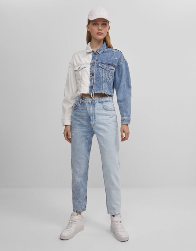 Contrast mom jeans - Woman | Bershka