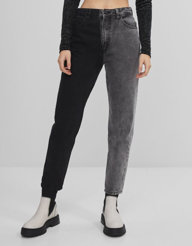 Contrast mom jeans - Woman | Bershka
