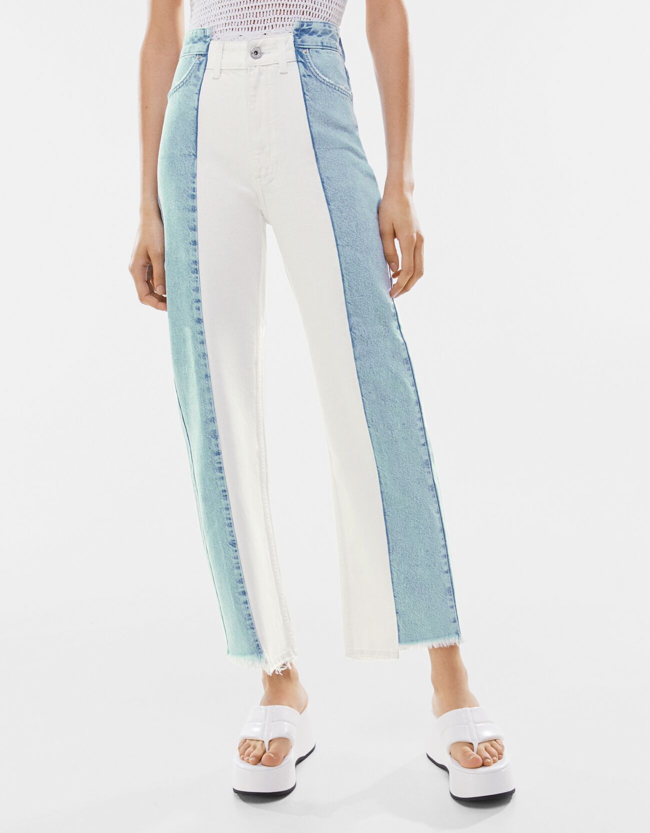 Jeans straight bicolor - seguimiento del historial de precios en bershka