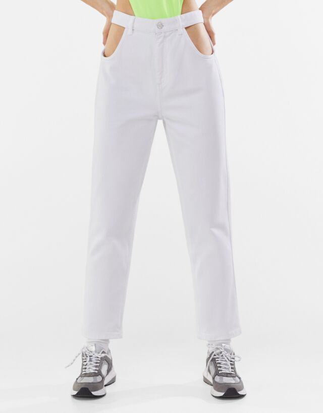 カットアウトコットンパンツ プリント グラフィック レディース Bershka カットアウトコットンパンツ プリント グラフィック レディース Bershka