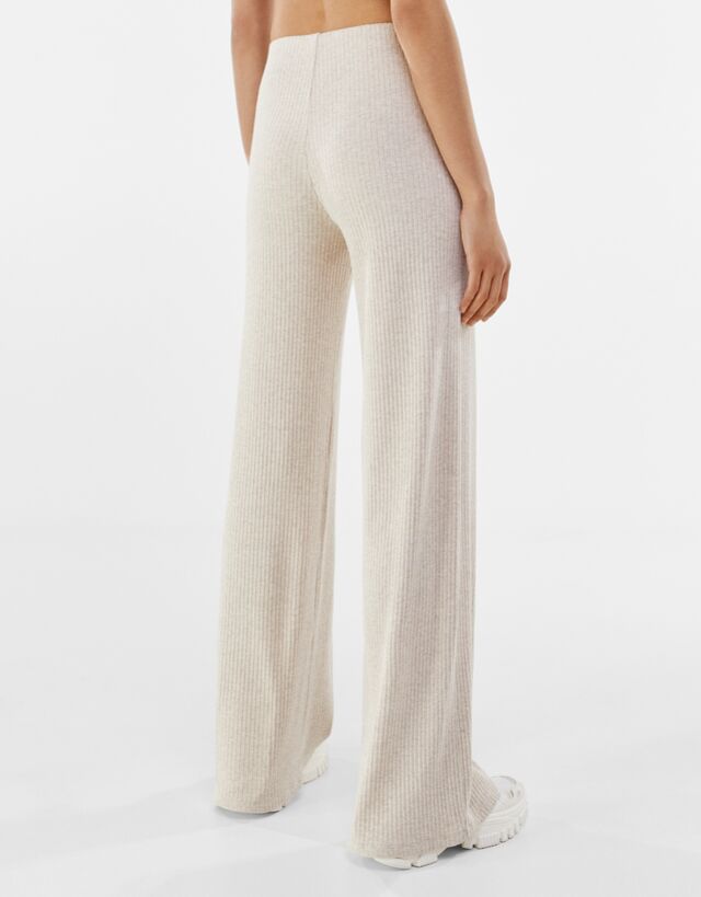Wide leg ribbed trousers - Trousers 