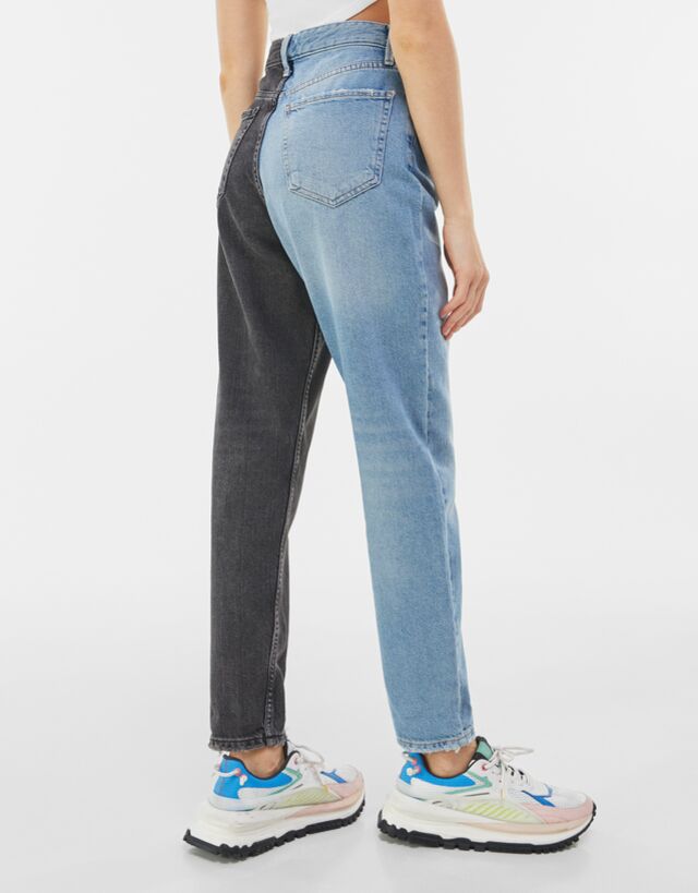 Contrast mom jeans - Woman | Bershka