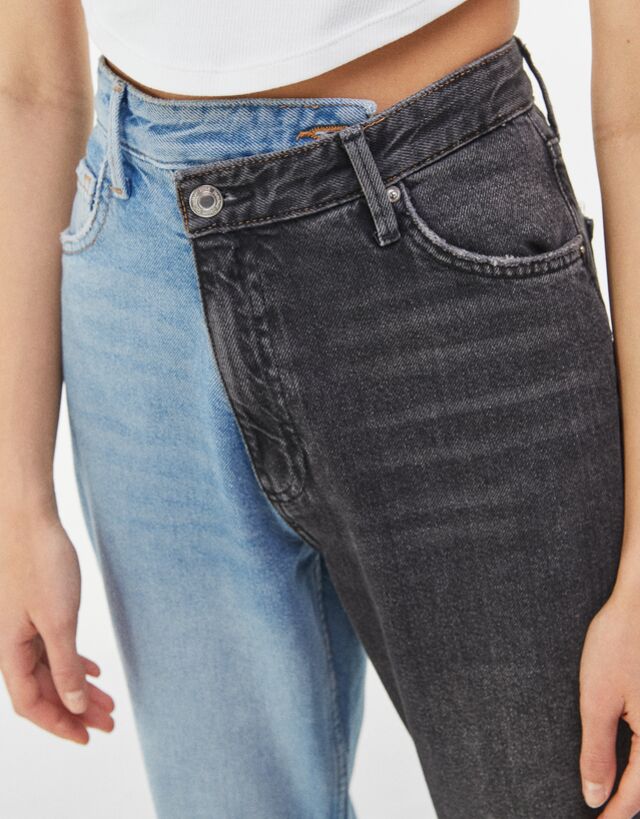 Contrast mom jeans - Trousers - Woman 