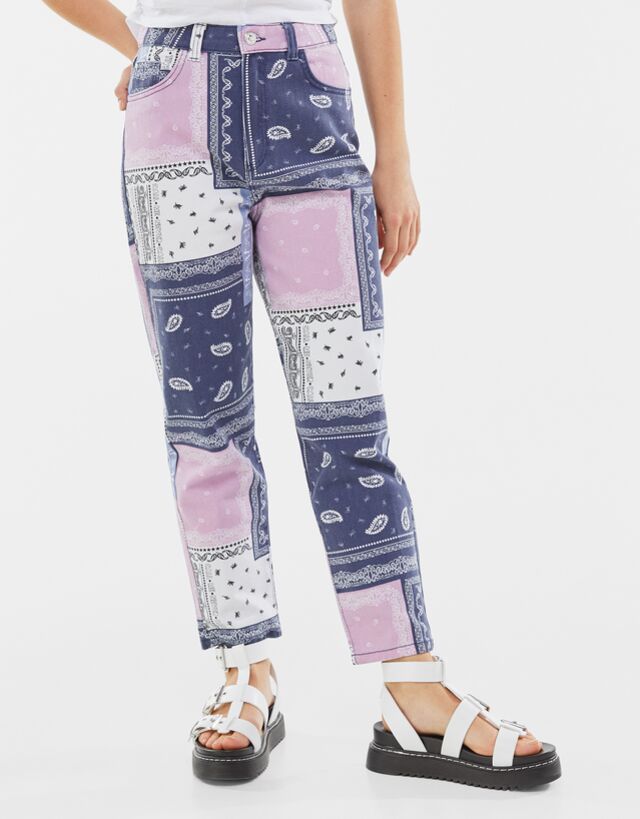 Pantalon patchwork bershka Clearance