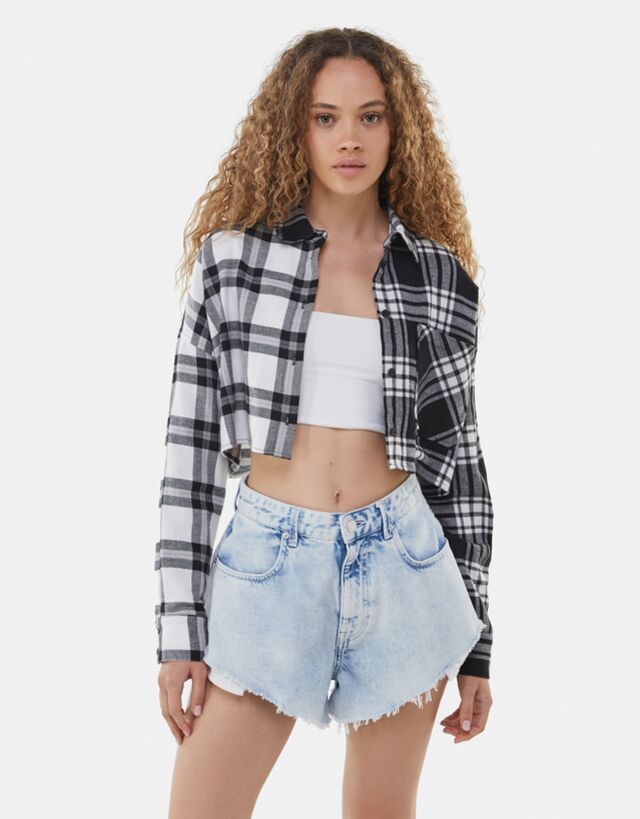 Camicia Cropped A Quadri Camicie E Camicette Donna Bershka