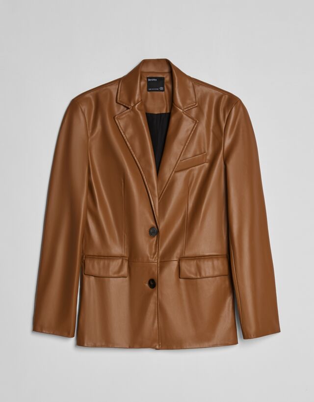 bershka blazer leather