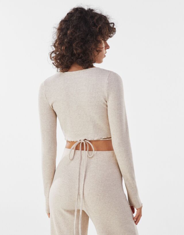 Cropped ribbed cardigan - T-shirts and 
