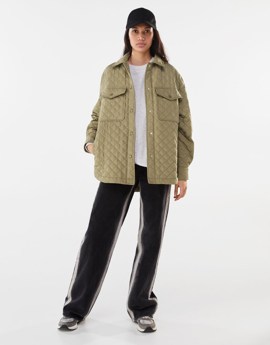 Nylon overshirt-Khaki-0 bershka