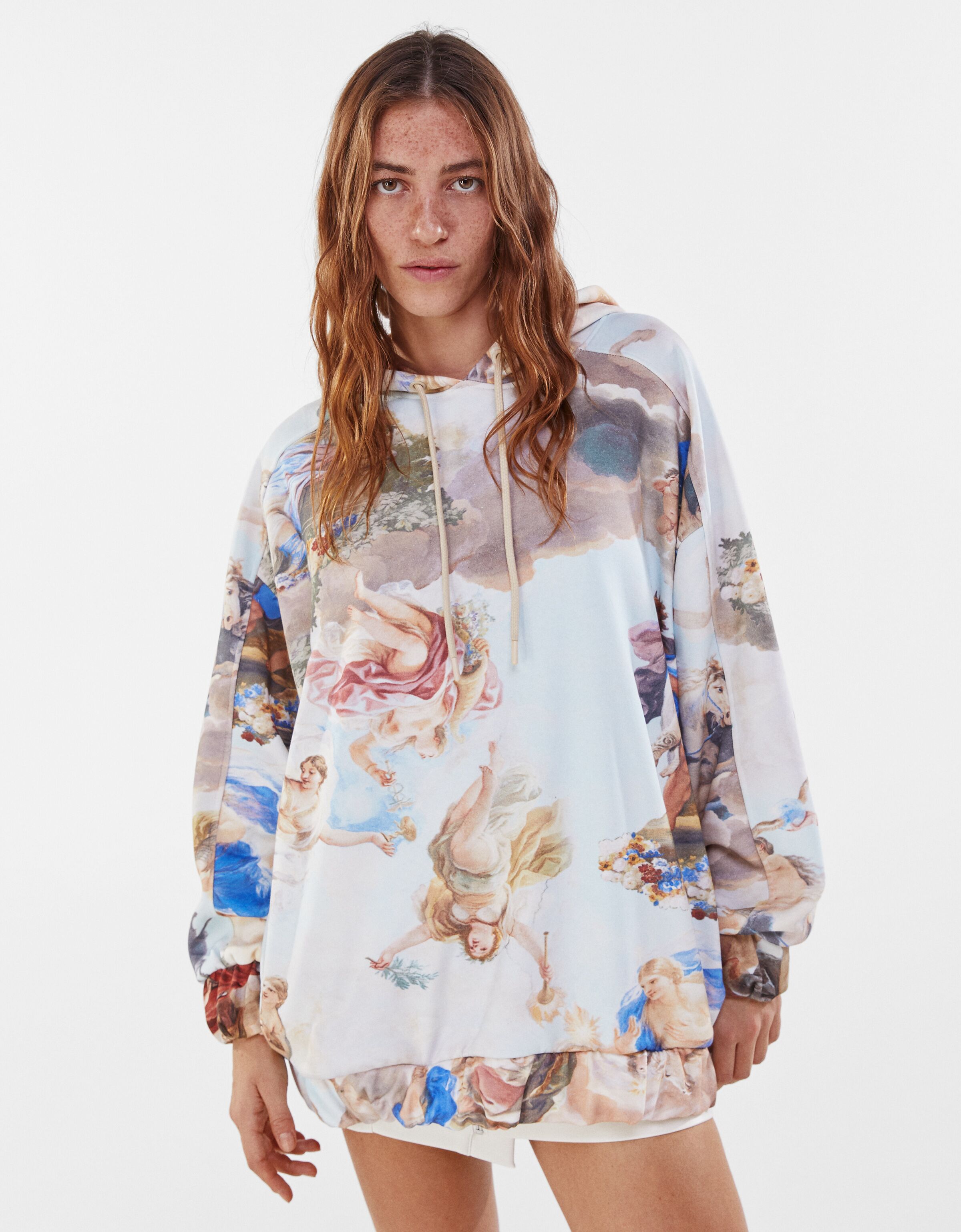 Bershka printed hoodie Clearance