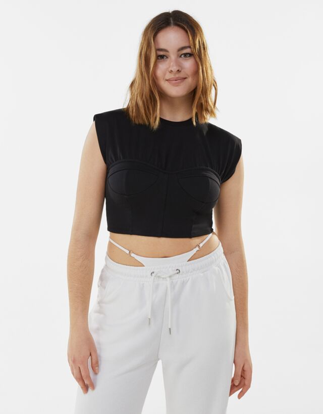 Bershka black corset top