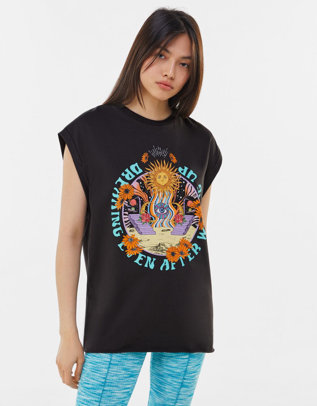 プリント柄オーバーサイズtシャツ レディース Bershka