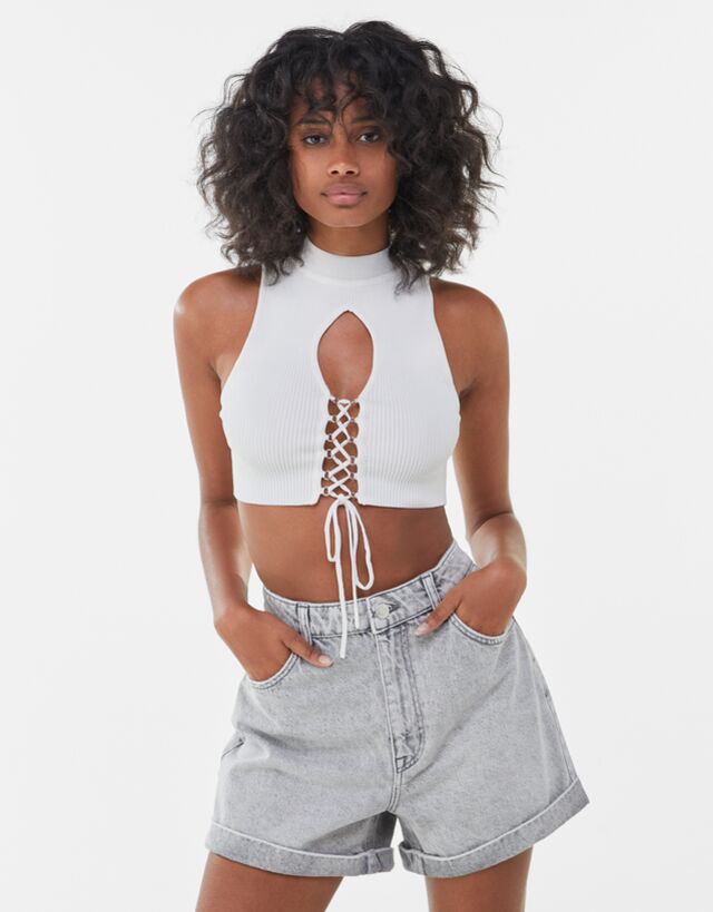 high waist shorts bershka