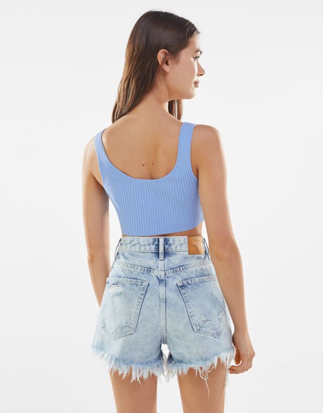 Ripped denim shorts - Denim - Woman 