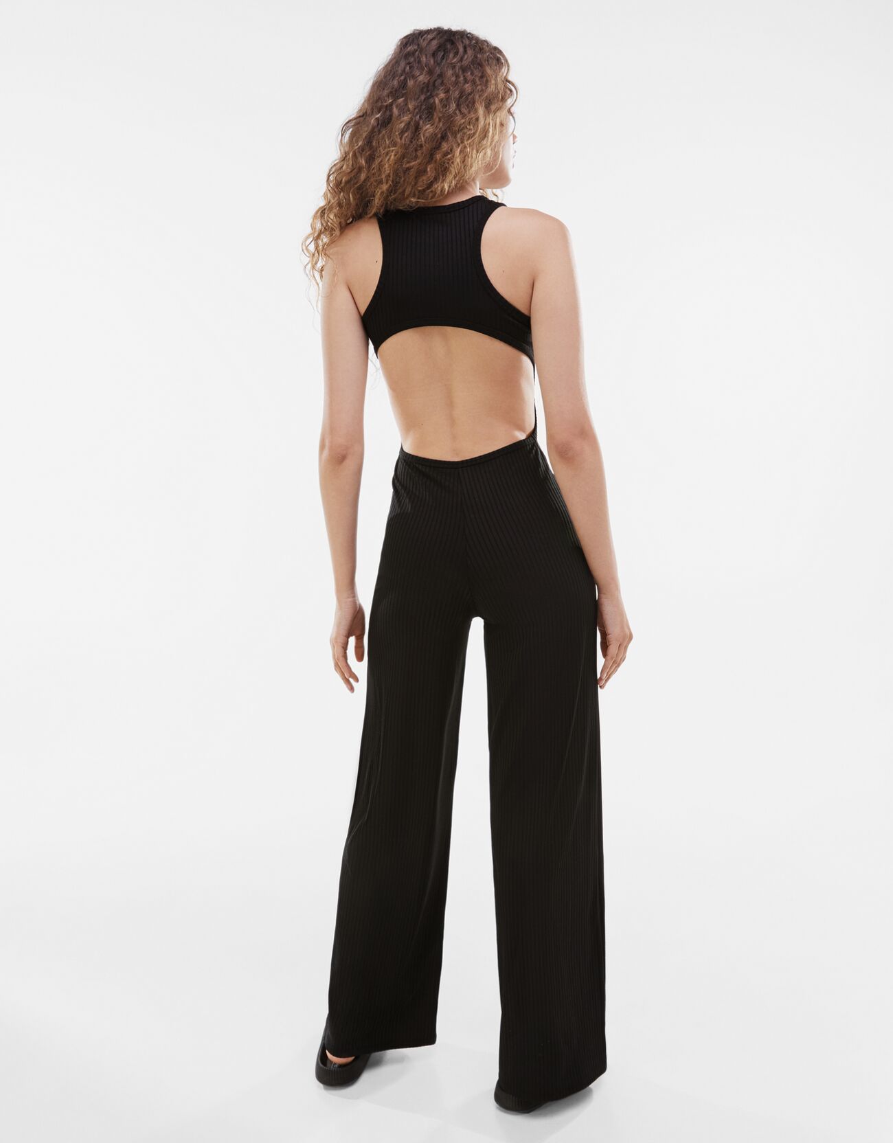 ASOS DESIGN high neck jumpsuit with cut out back in black | ASOS