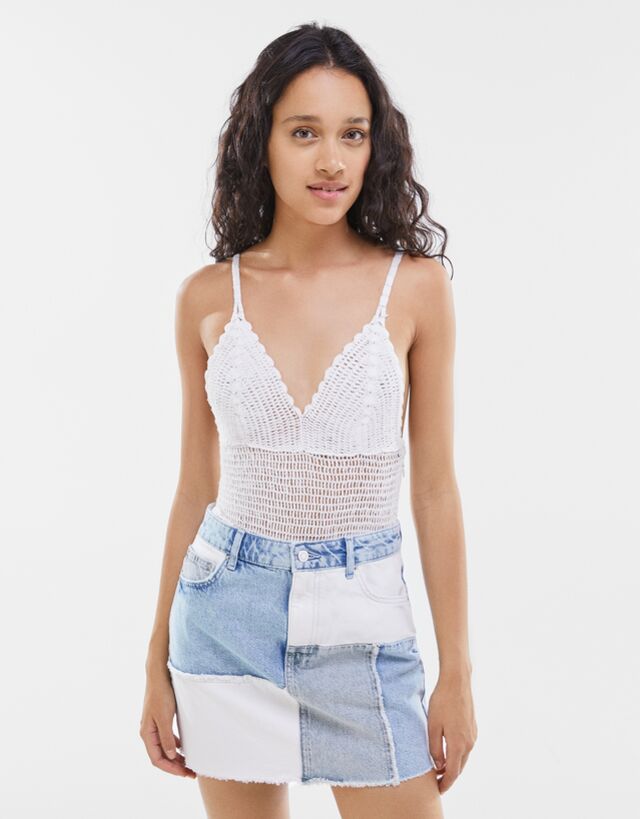 white crochet bodysuit