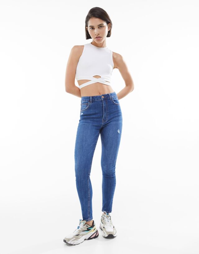 super high rise cropped bershka