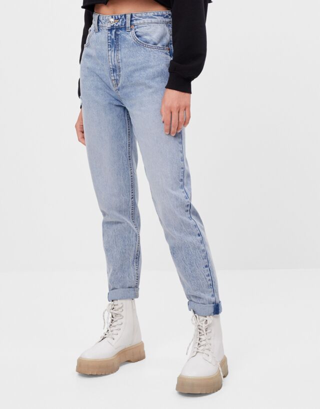 denim bershka mom